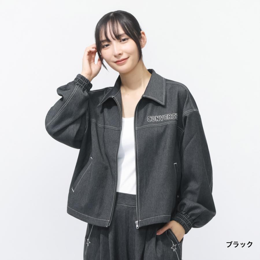 ジャケット・アウター converse black denim jacket vintage CONVERSE（コンバース） レディース ウェア SYNTHETIC DENIM JACKET L