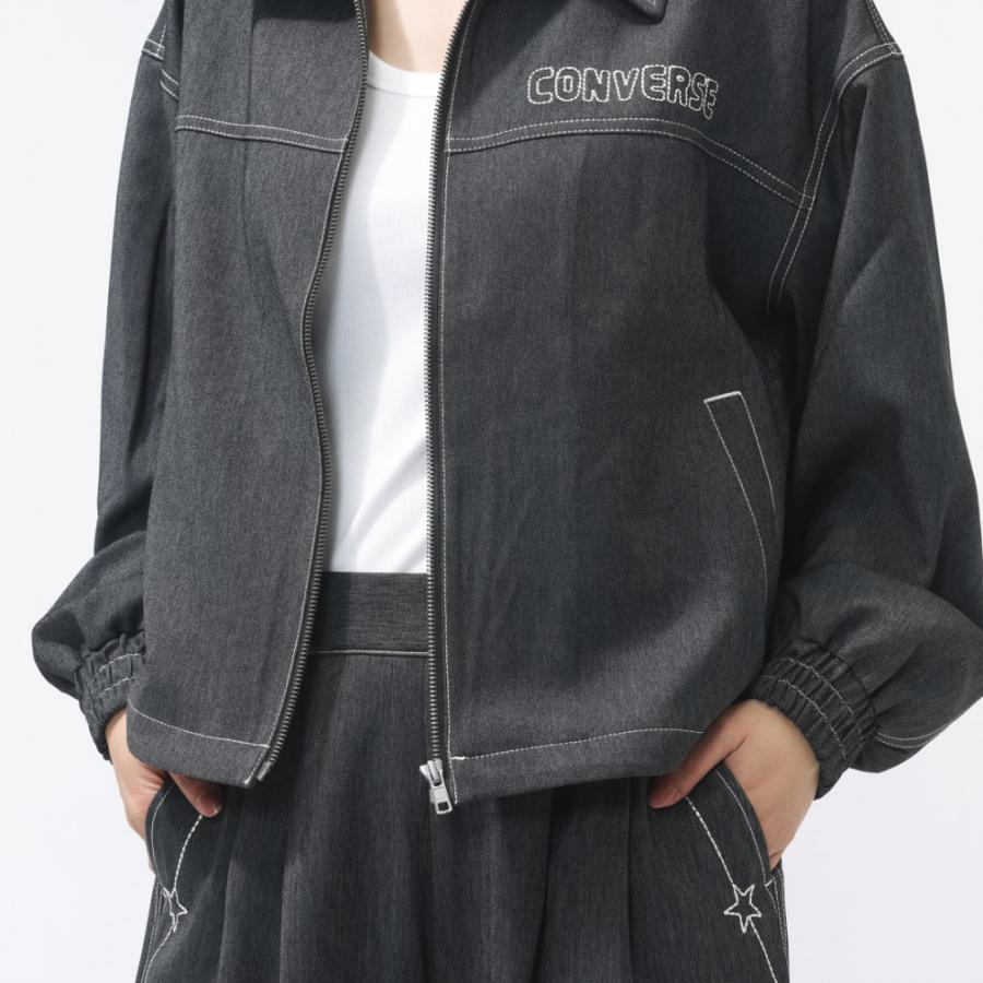 ジャケット・アウター converse black denim jacket vintage CONVERSE（コンバース） レディース ウェア SYNTHETIC DENIM JACKET L