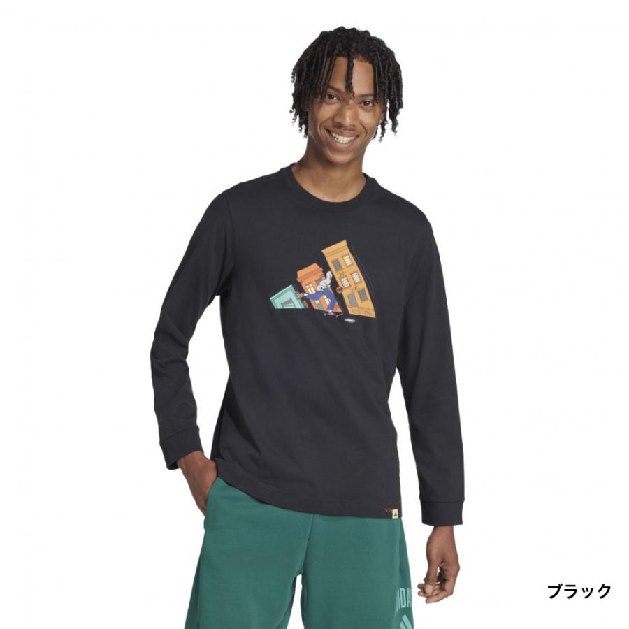 80s〜90sUSA製 adidas アディダス プリント長袖シャツ　tシャツ adidas（アディダス） メンズ 長袖 Tシャツ ドゥードゥルハント