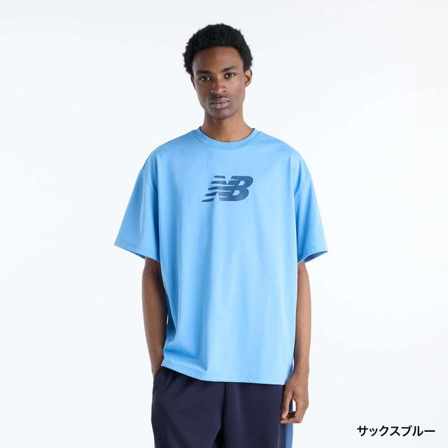 【美品】new balance スポーツウェア Mサイズ New Balance（ニューバランス） メンズ 半袖 機能 Tシャツ NBロゴ