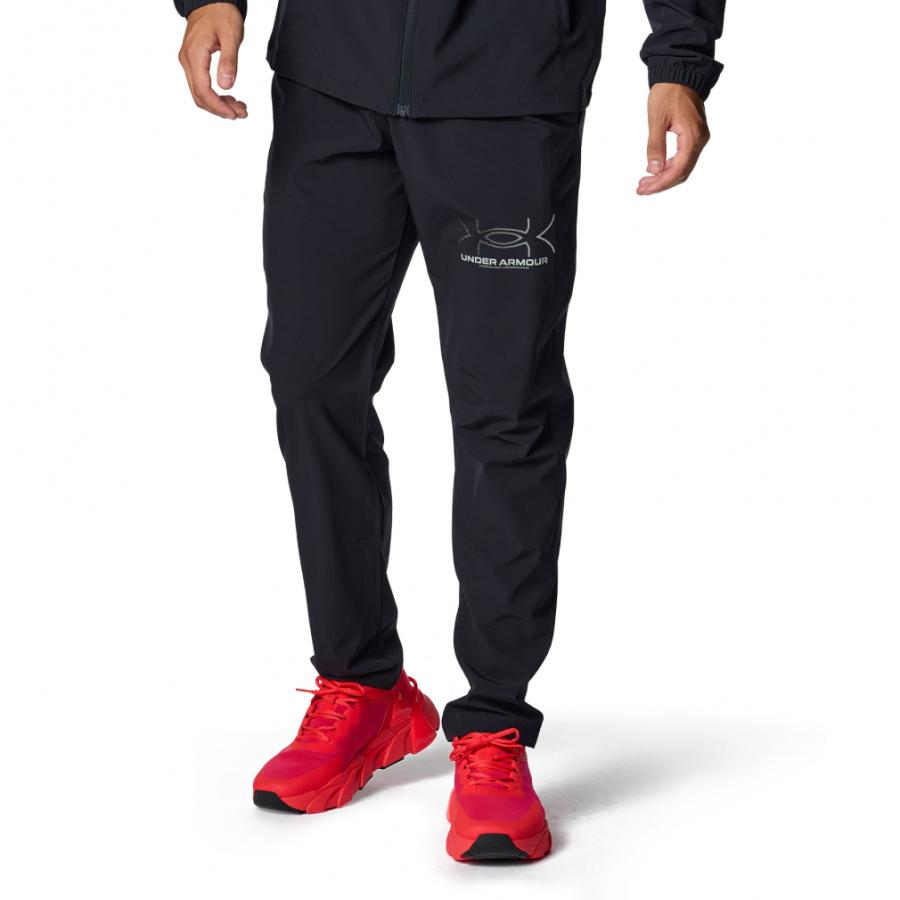 新品　アンダーアーマー ゴルフ　マーク&ロゴ入りストレッチウーブンパンツXL・黒 UNDER ARMOUR（アンダーアーマー） メンズ クロスパンツ UAウーブン