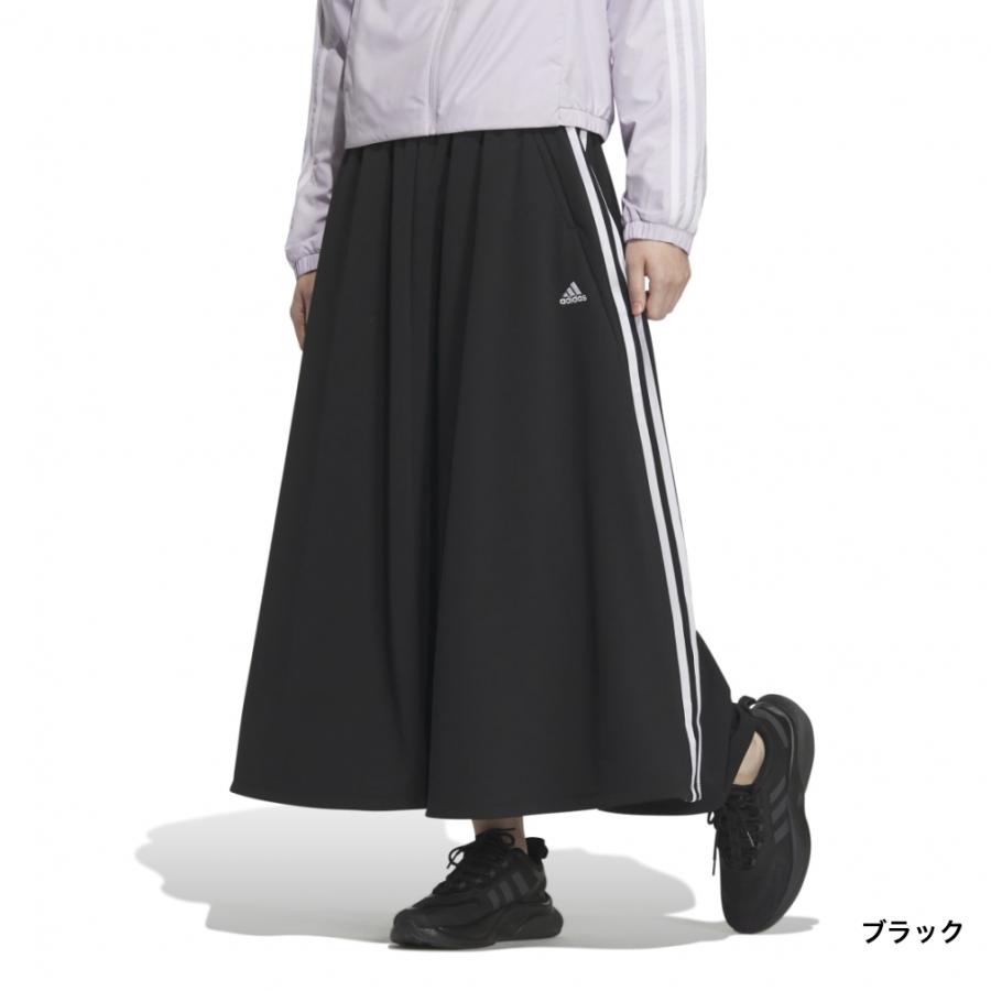 アディダス 3ストライプ ロングスカート ルーズフィット ジャージ 黒×白 L adidas アディダス レディース ジャージ パンツ スリー