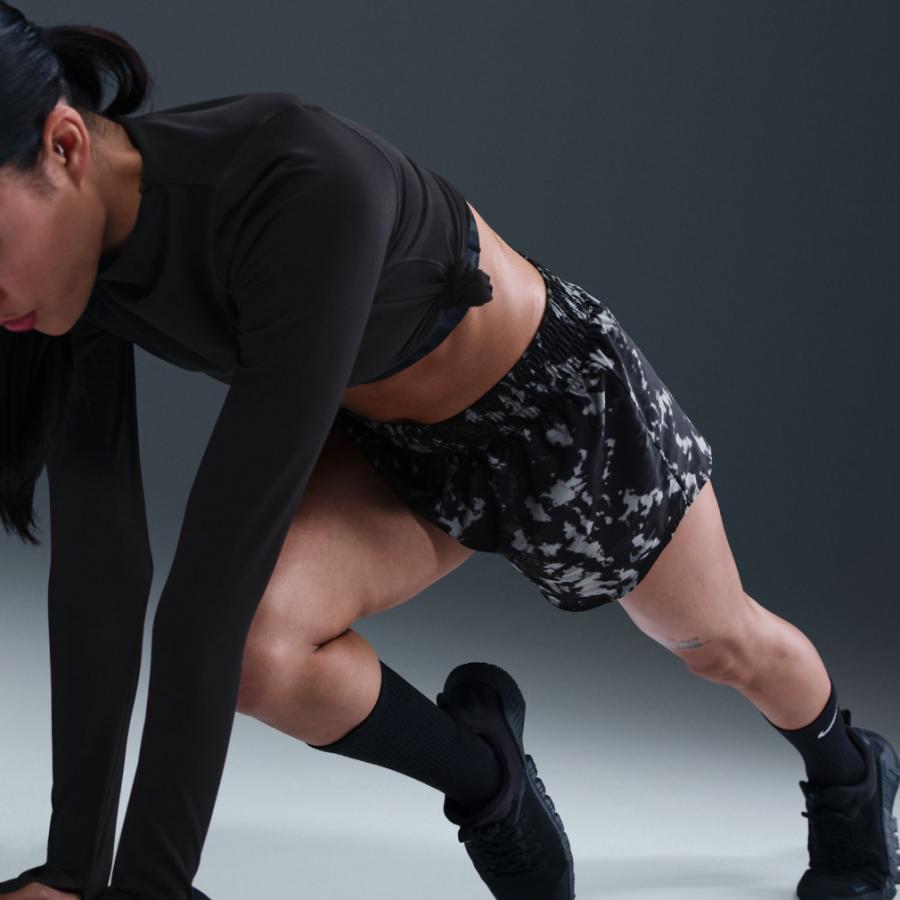 NIKE　ハーフパンツ　ブラック　ロゴ　ジップアップ　ポリエステル　フィットネス NIKE（ナイキ） レディース クロス ハーフパンツ ウィメンズ ワン DF