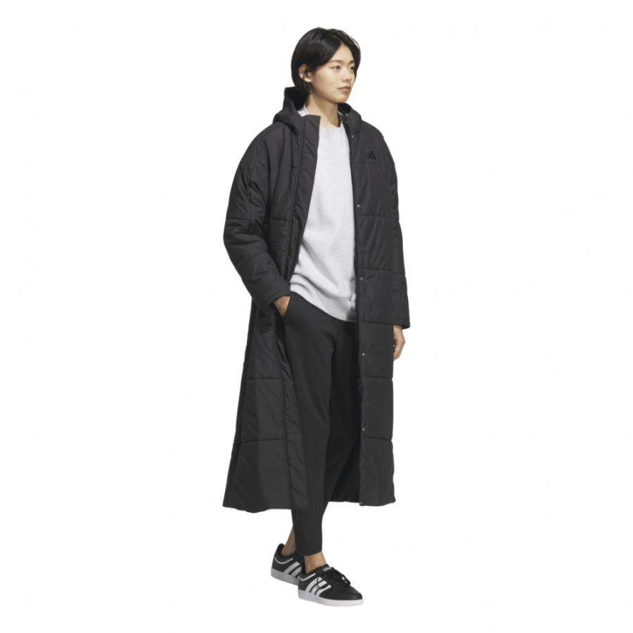 美品✨アディダス ベンチコート Aライン ドローコード ダブルジップ 洗える 茶 美品✨アディダス ベンチコート Aライン ドローコード ダブルジップ