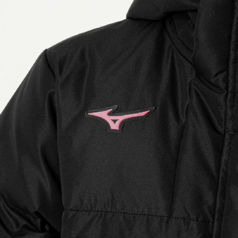 Mizuno フード付きダウンべンチコート ブラック！美品！ MIZUNO 2022年モデル レディース Wハイブリッドダウンロング