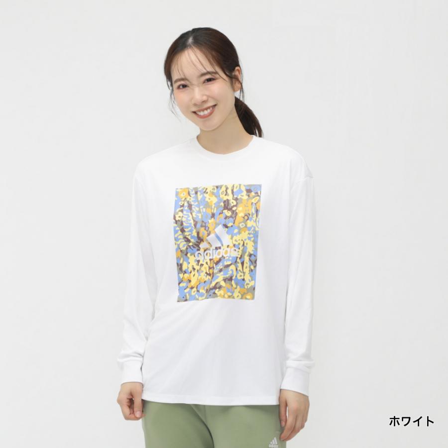 adidas ホワイト ブルー 長袖シャツ M アディダス adidas メンズ 長袖Tシャツ M CHANGE_グラフィック
