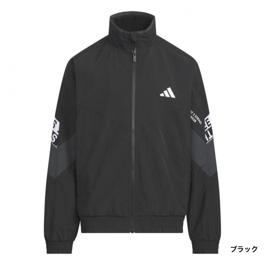 adidas ナイロンジャケット ブラック／ホイワト adidas（アディダス） ジュニア キッズ 子供 ウインドジャケット ワー