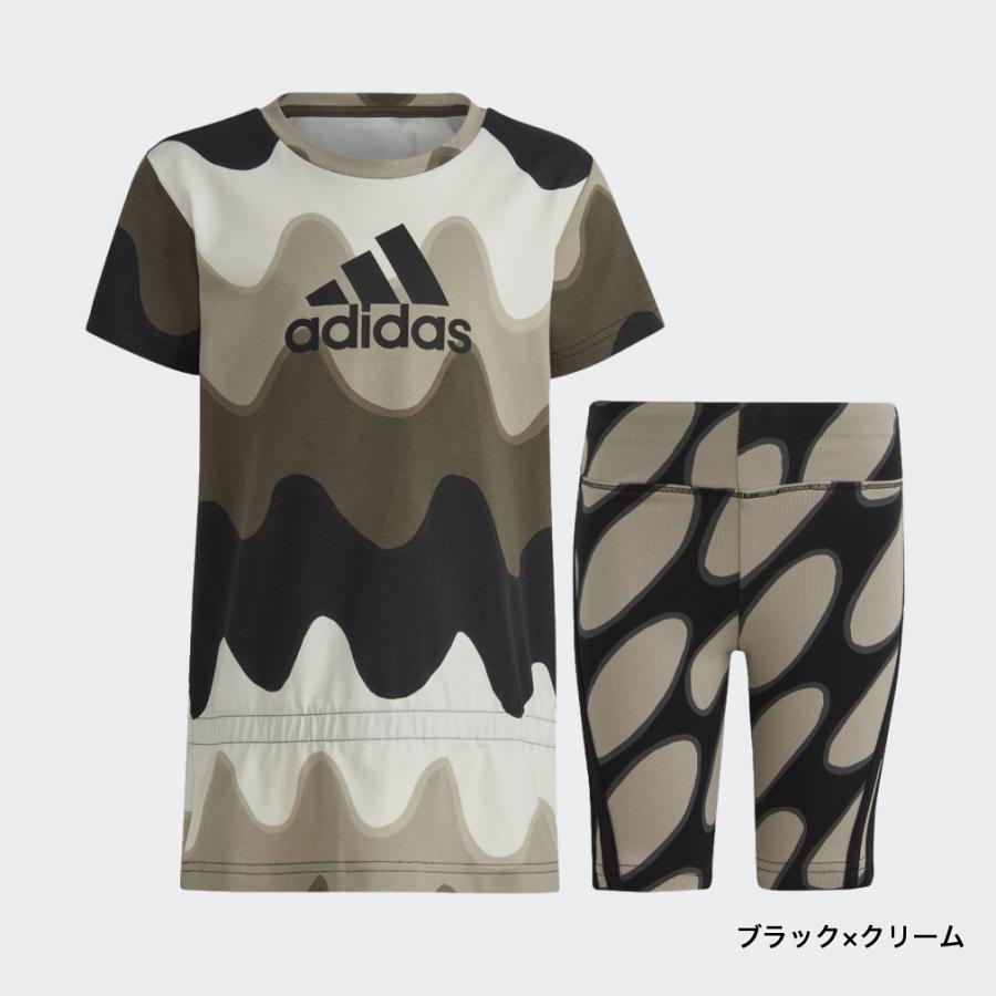 アディダス ADIDAS × MARIMEKKO マリメッコ ジュニア キッズ 子供 Tシャツ ハーフパンツセット 総柄プリント ECH25 IC3665 IC3666 スポーツウェア adidas｜alpen-group｜02