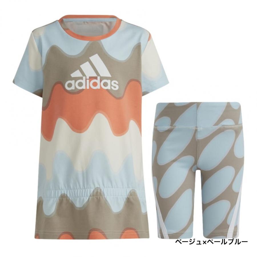 アディダス ADIDAS × MARIMEKKO マリメッコ ジュニア キッズ 子供 Tシャツ ハーフパンツセット 総柄プリント ECH25 IC3665 IC3666 スポーツウェア adidas｜alpen-group｜03