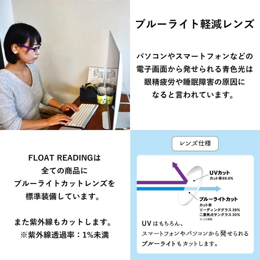 老眼鏡 FLOAT READING クラウド 軽量 好きな色と形 組み合わせ 首掛け ブルーライトカット 紛失防止マグネット付き｜alpha-eyewear｜06