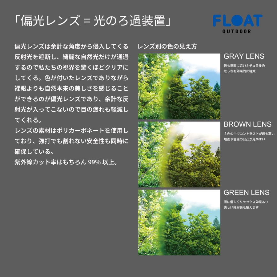 FLOAT 偏光サングラス グリーンレンズ アウトドア 偏光サングラス FLOAT OUTDOOR フロート SIERRA MATBLACK