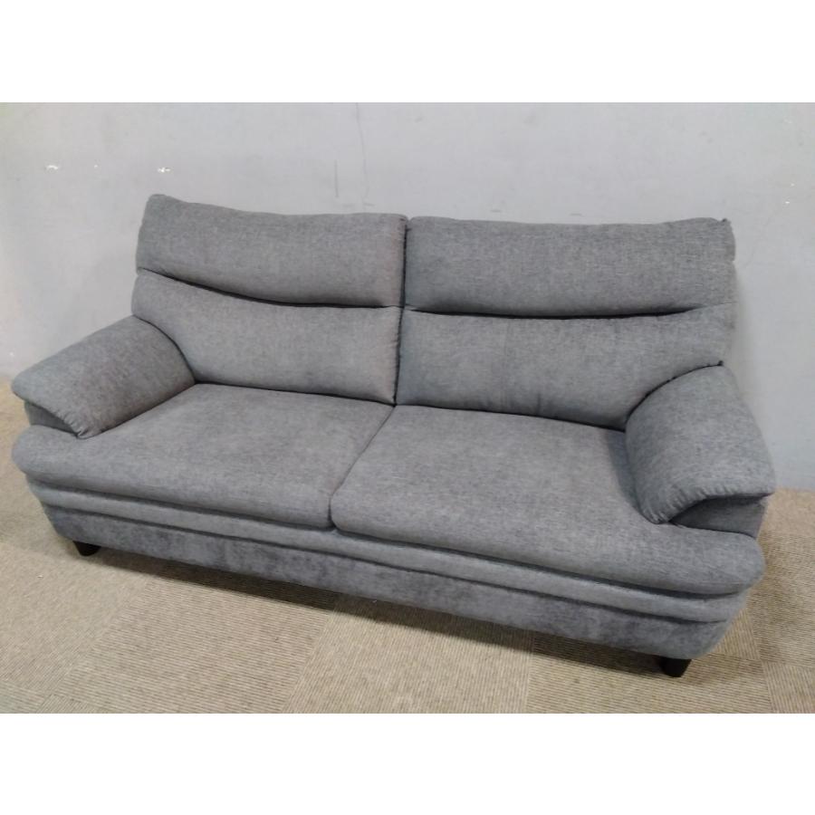 グレー 布製ソファ ボタン付き 3人用ソファ ブライトン布 グレー （2）自社便配送限定 : アルファ