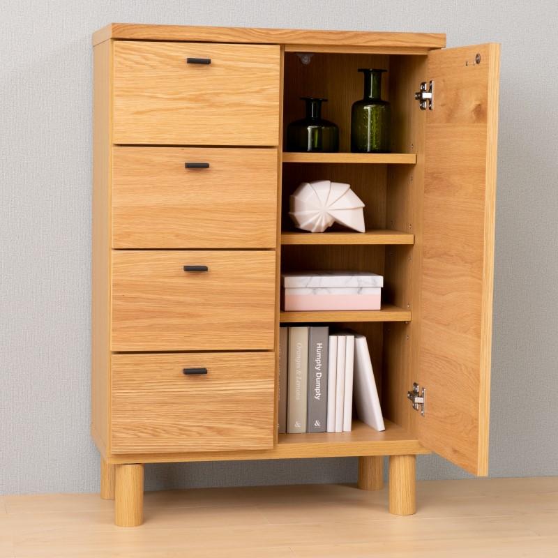 一生紀（ISSEIKI） キャビネット クルーラ60 ナチュラル オーク材 （4