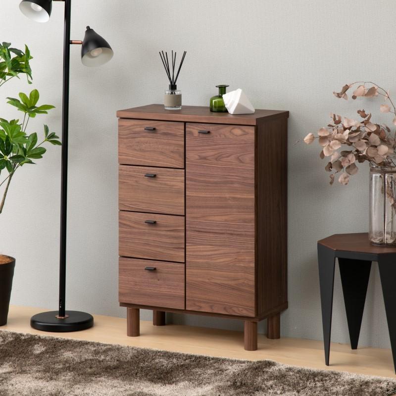 木製 キャビネット 一生紀（ISSEIKI） キャビネット クルーラ60 ウォールナット （4