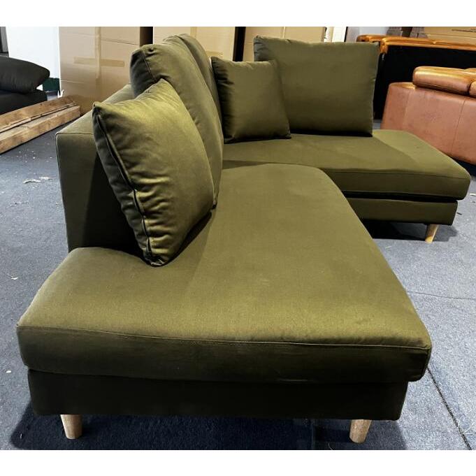 L型カウチソファ ファブリック（平織生地） スタイミー ダークグリーン