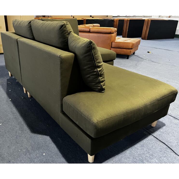 L型カウチソファ ファブリック（平織生地） スタイミー ダークグリーン