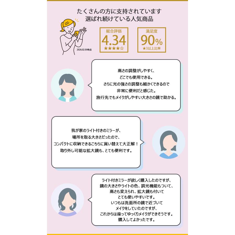 立ち上がる 折りたたみLEDミラー 卓上ミラー 女優 ミラー ライト付き