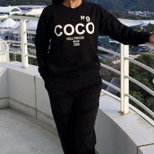 全2色 COCO NO9 HOLLYWOOD パロディロゴ レディース 裏起毛 ホーム 