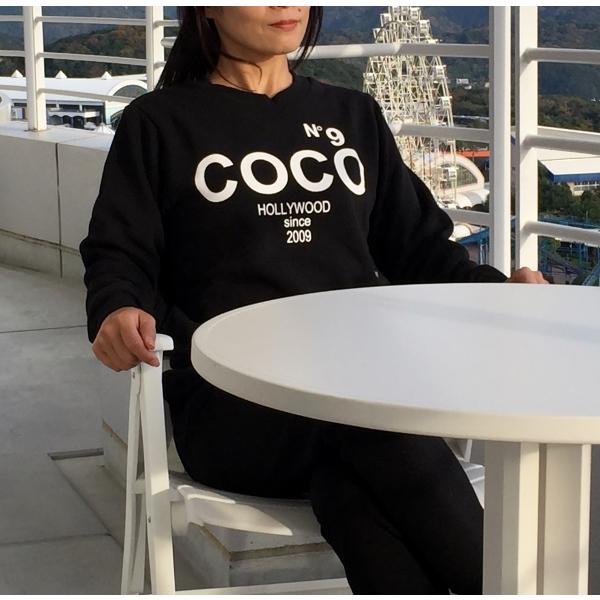 全2色 COCO NO9 HOLLYWOOD パロディロゴ レディース 裏起毛