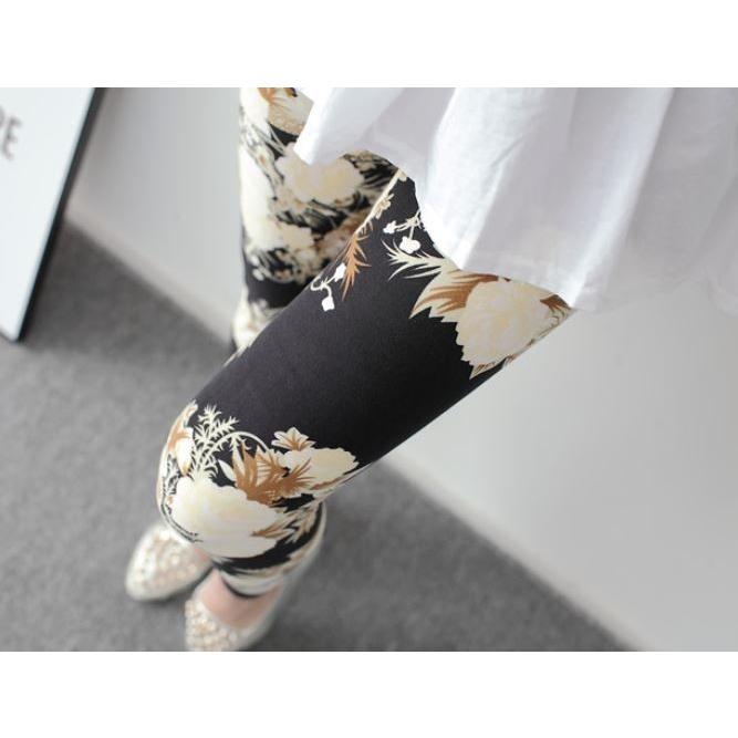 レディース 花柄 レギンスパンツ ブラック レギパン レギンス : alpha