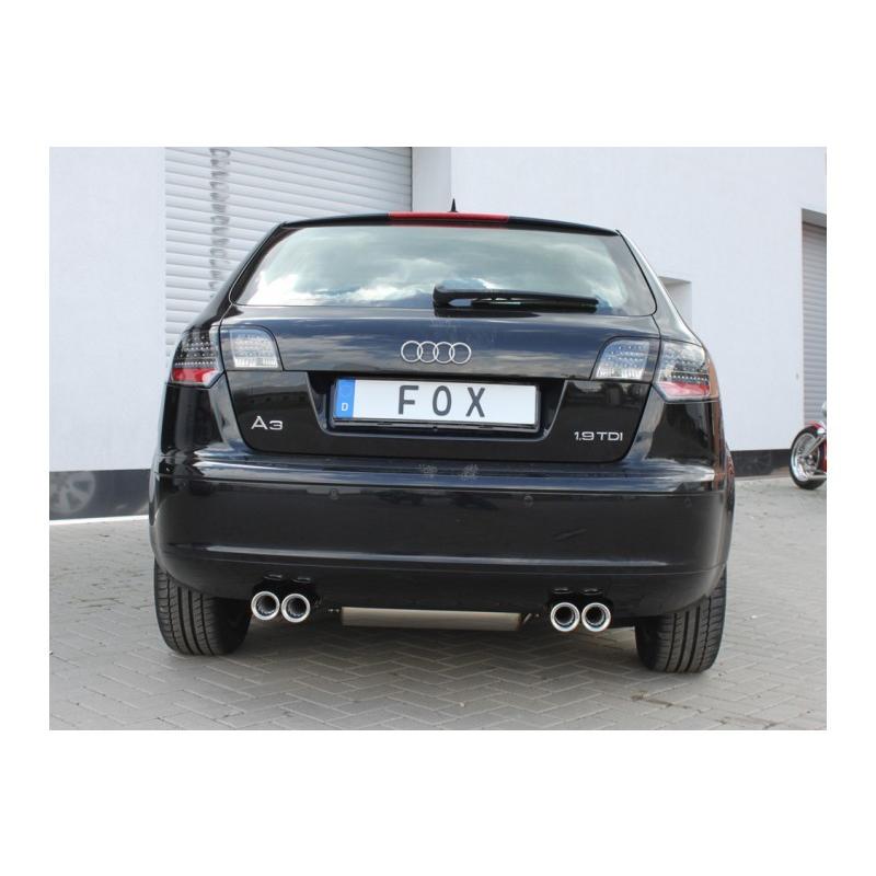 FOX フォックス オールステンレスマフラー（リアマフラー） AUDI A3 (8P) スポーツバック (5ドア) FF 1.6 アトラクション/2.0FSI/1.4TFSI用 76mmダブル 左右の画像