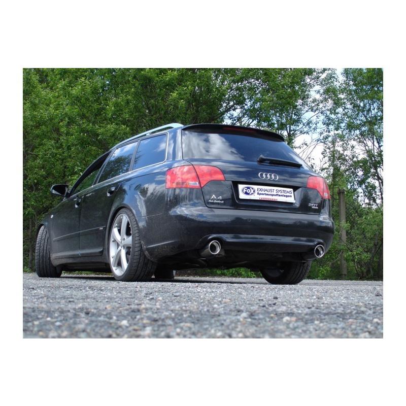FOX フォックス オールステンレスマフラー（リアマフラー） AUDI A4 (8E B7) セダン/アバント クワトロ2.0T用 90mm 斜め 左右の画像