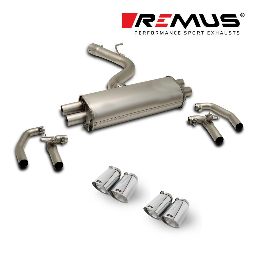 REMUS レムス リアマフラー AUDI S3 (8Y) スポーツバック (21-24) 用 Φ102 アングル ストレートカット ダブル 左右