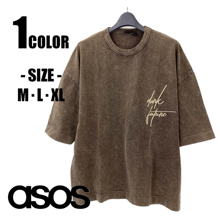 ASOS エイソス メンズ トップス 半袖 Tシャツ オーバーサイズ ダークフューチャー シンプル ロゴ 無地 大きいサイズ :96:PLUS