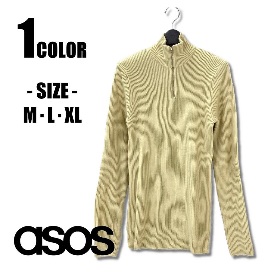asos（エイソス） メンズ トップス リブ ニット セーター ハーフジップ 