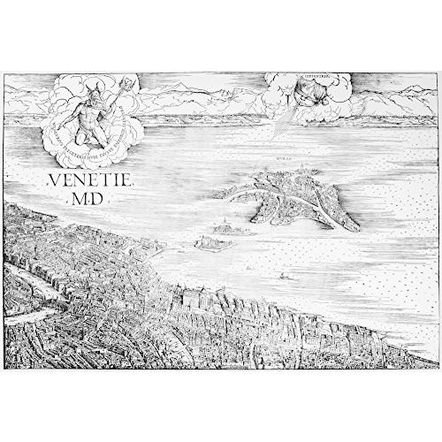 ヴェネツィア ムラーノ C1500 ベネチアンラグーンのムラーノ島 ジャコポバルバリスの鳥たちの目 ベニスのウッドカット C1500 ポスタープリン