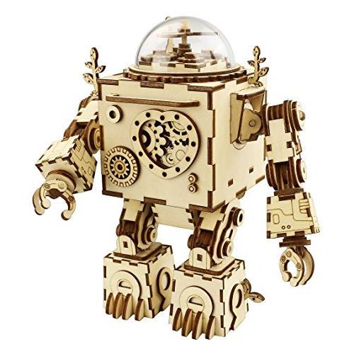 即納 最大半額 Hands Craft Am601 Diy 自分で作る 3d木製パズル オルゴール 手回しキット付き オルフェウスロボット 曲を再生 Can T 送料無料 Alephtav Com Br