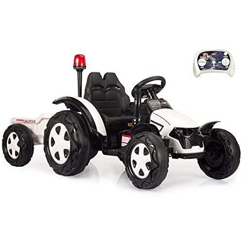 正規店仕入れの Bobike キッズ 電動乗車トラクター 取り外し可能なトレーラー 12v バッテリー駆動式おもちゃ電動車 3 8歳用 デュアルドライブ 音楽 ホーン 全品送料無料 M Rackexpress Cl