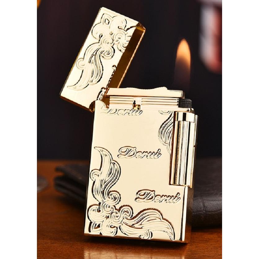 Derui ライター 金色彫刻 彫刻 金彫り ゴールド メタル製 海外ブランド 高級ガスライター　ｒ１４ |  | 01