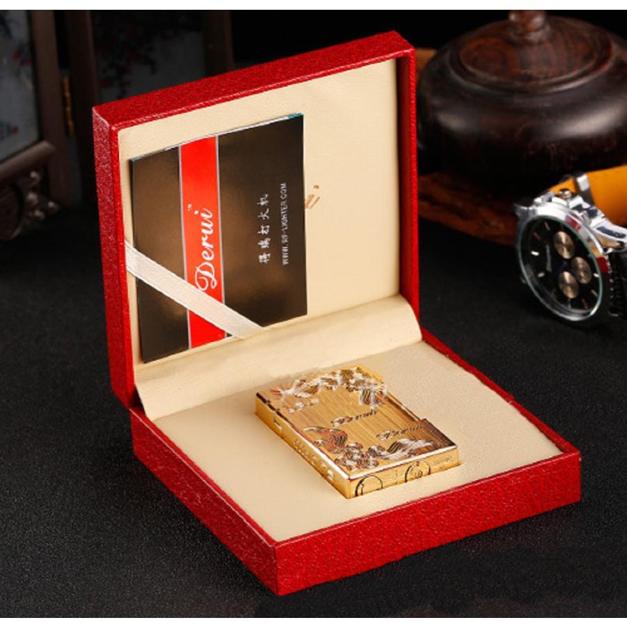 Derui ライター 金色彫刻 彫刻 金彫り ゴールド メタル製 海外ブランド 高級ガスライター　ｒ１４ |  | 08