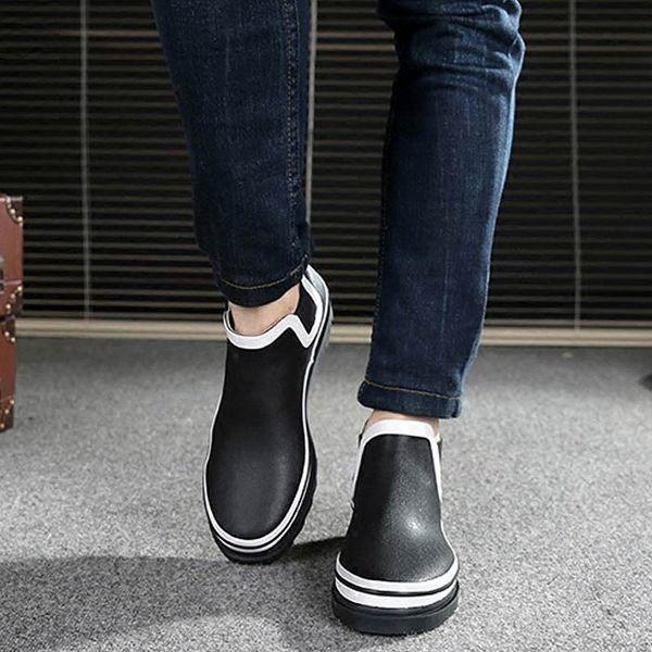 レインブーツ レインシューズ サイドゴア ショート丈　雨靴　梅雨対策　ラバーブーツ　ビジネス　レディース　メンズ  ブラック　サイズ２５．５ｃｍ   r1 |  | 01