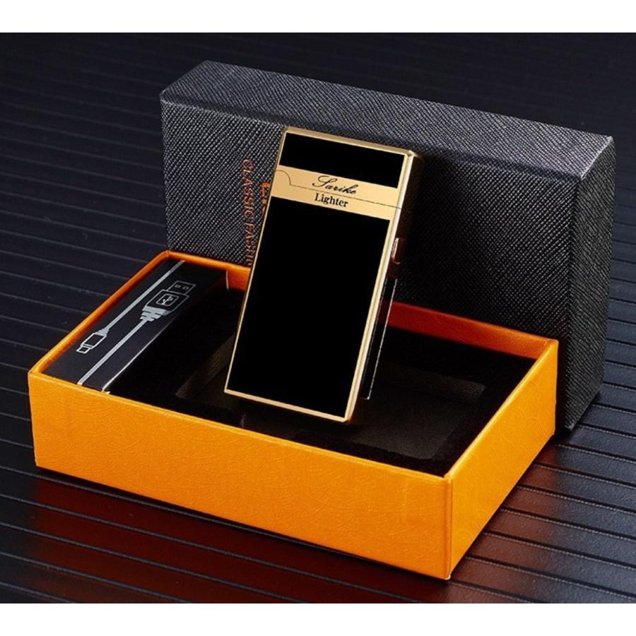 プラズマライター 黒金色 金部分ストレート柄 電子ライター プラズマ着火 USB 充電式 ブラックゴールド メタル製 海外ブランド 高級 ライター　r24 |  | 01