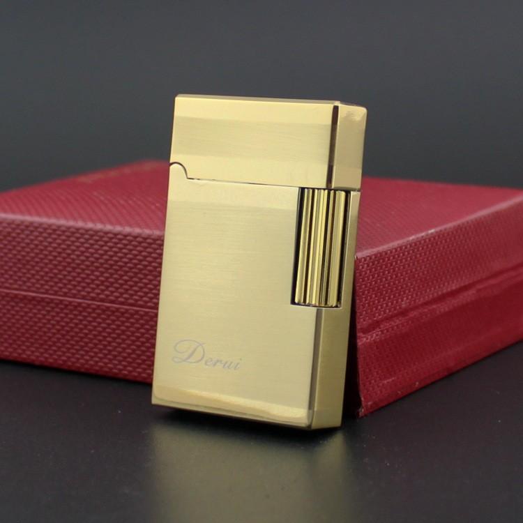 Derui ライター 金色一色 ブラッシュ仕上げ ゴールド メタル製 海外ブランド 高級ガスライター　　ｒ５ | 