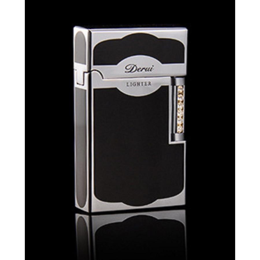 Derui ライター 黒銀 銀色部分丸みデザイン シルバー メタル製 海外ブランド 高級ガスライター　ｒ８ | 