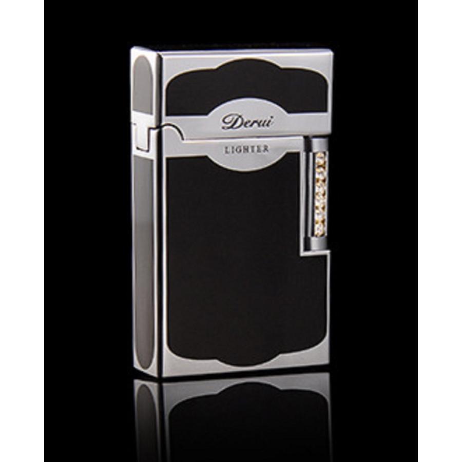 Derui ライター 黒銀 銀色部分丸みデザイン シルバー メタル製 海外ブランド 高級ガスライター　ｒ８ |  | 01