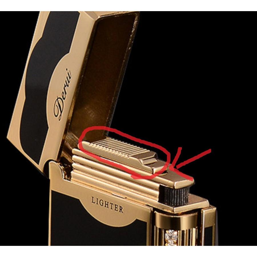 Derui ライター 黒金 金色部分丸みデザイン ゴールド メタル製 海外ブランド 高級ガスライター　rｒ７ |  | 06