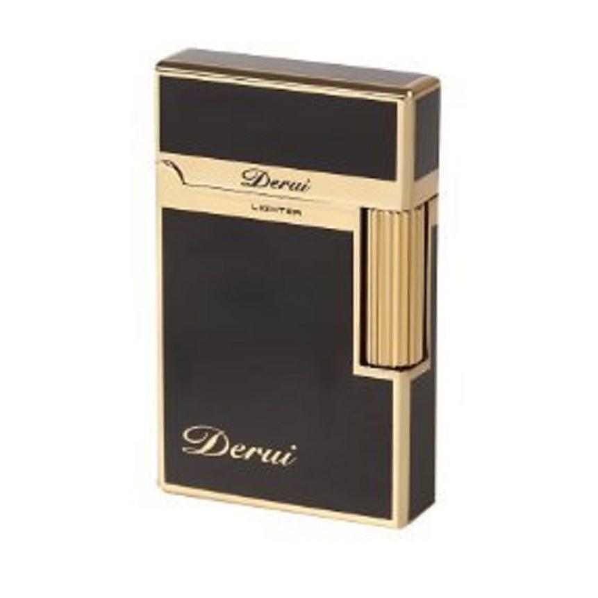 Derui ライター 黒金 金色部分ストレートデザイン ゴールド メタル製 海外ブランド 高級ガスライター　rｒ9 | 