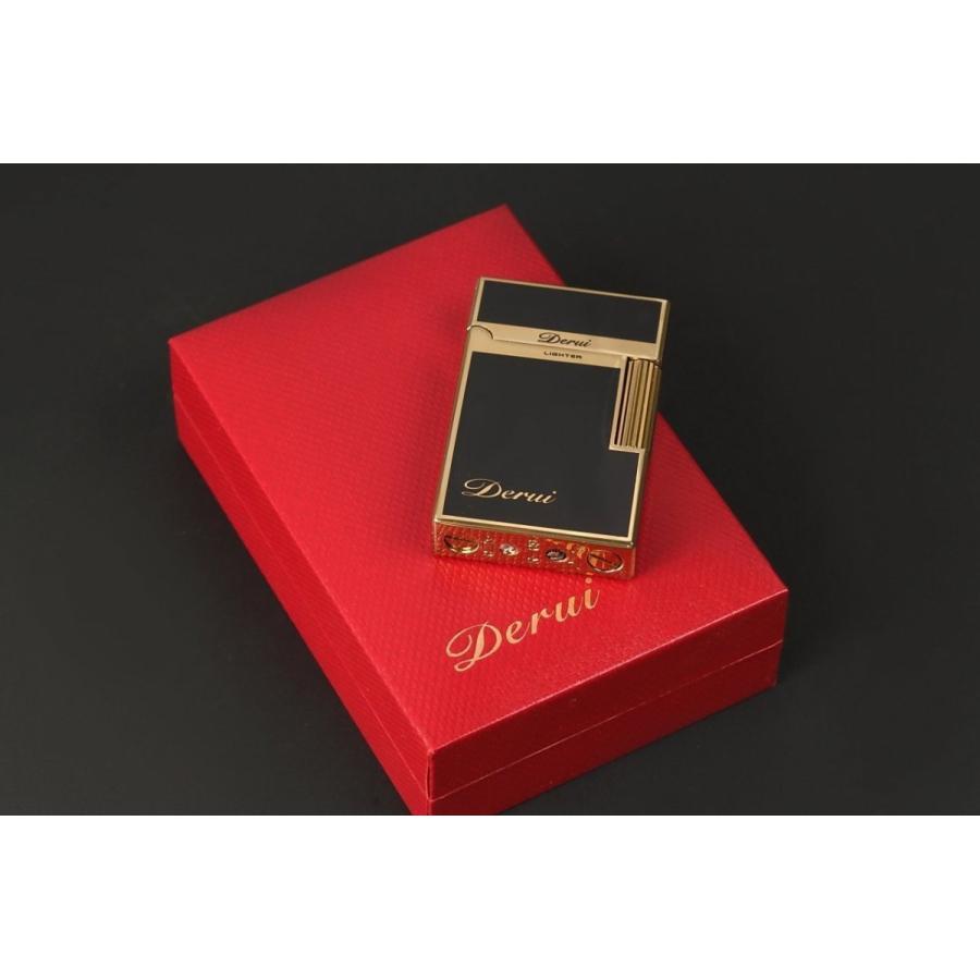 Derui ライター 黒金 金色部分ストレートデザイン ゴールド メタル製 海外ブランド 高級ガスライター　rｒ9 |  | 04