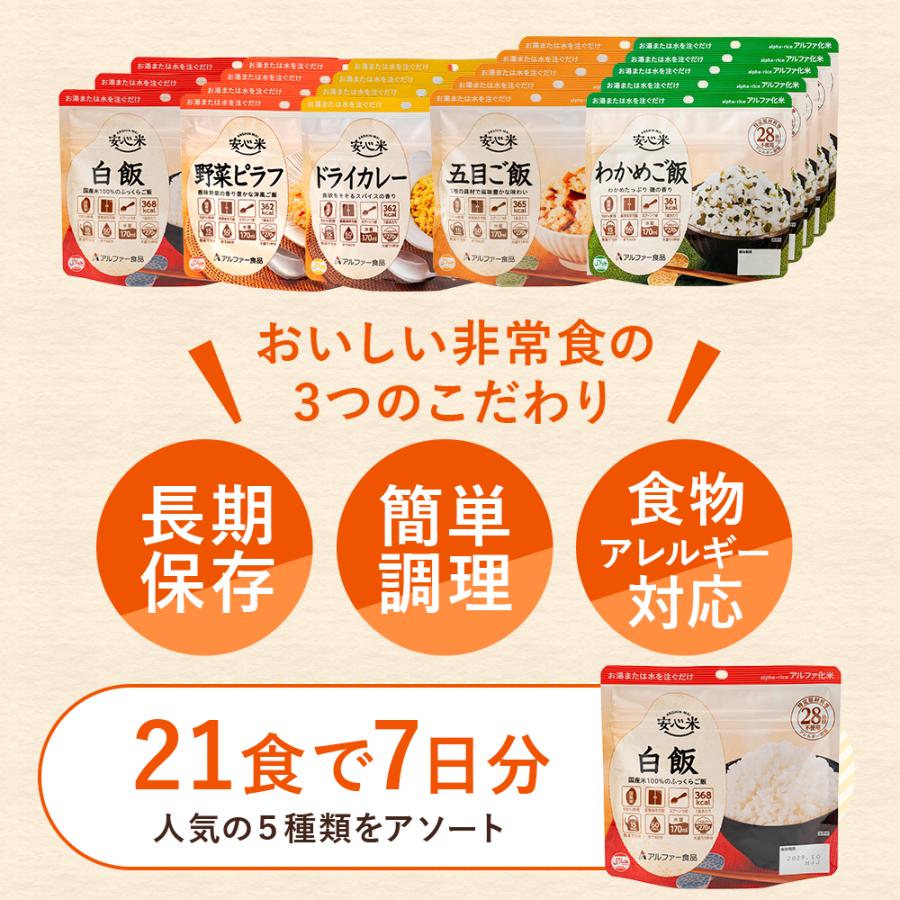 アルファー食品 非常食セット 5年保存 7日分 21食 非常食 アルファ米