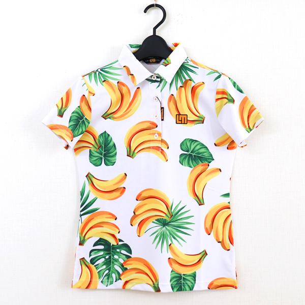 日本製 派手柄 ポロシャツ 半袖 762654 ゴルフウェア レディース ラウドマウス バナナ （ゆうパケット発送） 2022SS (Bananas-White) カラー：310 シャツ