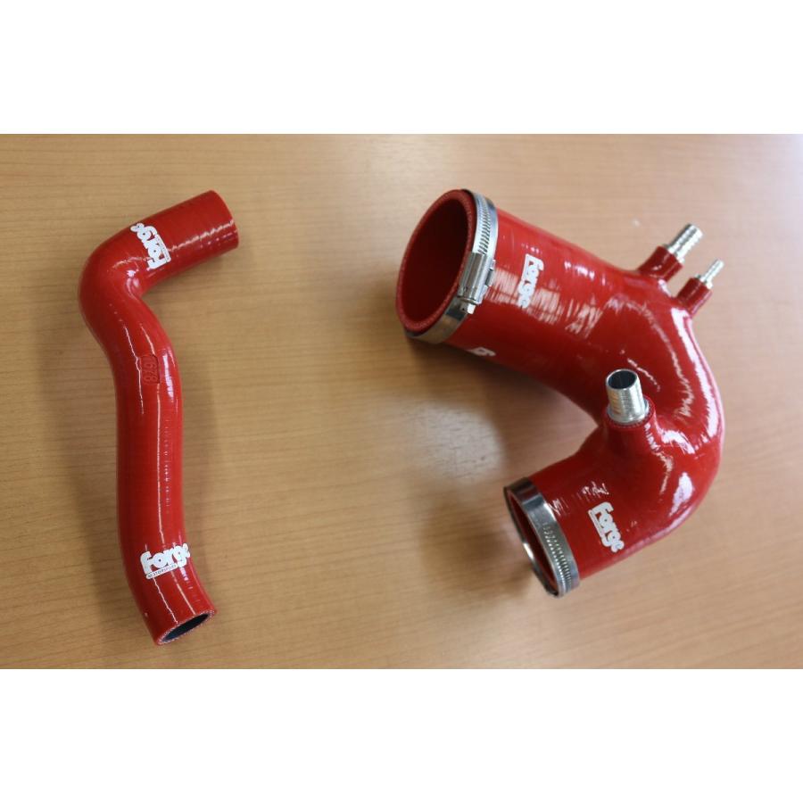 (値下げ)Forge 赤 シリコン インテークホース　アバルト595 IHI用 FORGE ABARTH アバルト595 フォージ インテークホース赤 + ブレイザー