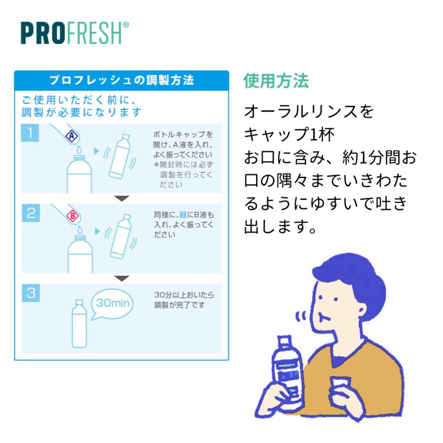 口臭 無臭化 マウスウォッシュ プロフレッシュ オーラルリンス 500ml 2本セット 口臭対策 洗口液 ProFresh ClO2 公式 オーラルケア 就活 面接｜alphanet｜08