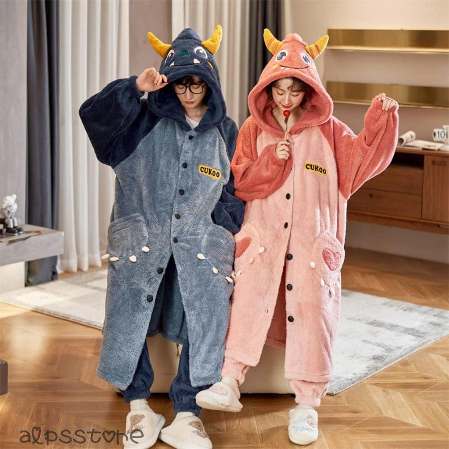 ペアパジャマ 冬 ペアルック パジャマ メンズ もこもこ ルームウェア レディース モコモコ 部屋着 裏起毛 カップル 冬用 