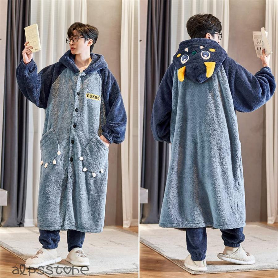 ペアパジャマ 冬 ペアルック パジャマ メンズ もこもこ ルームウェア レディース モコモコ 部屋着 裏起毛 カップル 冬用 