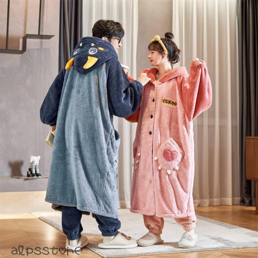 ペアパジャマ 冬 ペアルック パジャマ メンズ もこもこ ルームウェア レディース モコモコ 部屋着 裏起毛 カップル 冬用 