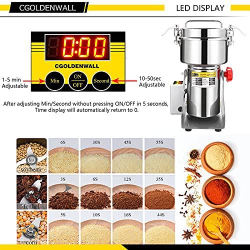 CGOLDENWALL 2500g粉末ミルLED表示 電動微粉砕機業務用 穀類・生薬・スパイスの製粉に 穀類 生薬 知能制御